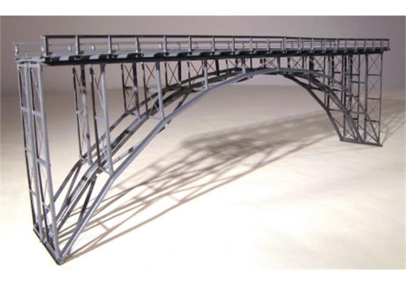 HACK 23220 N Hochbogenbrücke 32cm 2gleisig grau HN32-2, Fertigmodell aus Weissblech