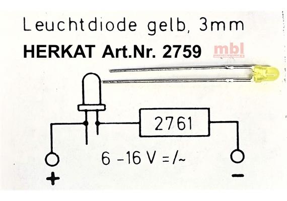 HERKAT 2759 Leuchtdiode gelb, 3 mm
