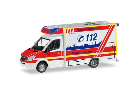 Herpa 092340 MB Sprinter '13 Fahrtec Rettungswagen WerkFW Salzgitter