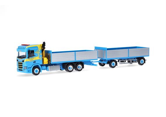 Herpa 926072 Scania CR 20 ND Pritschen-Hängerzug mit Ladekran "Martin Wittwer" - H0 (1:87) | Bild 1