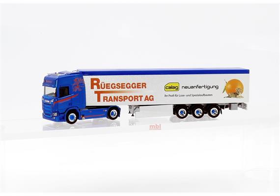 Herpa 952385 Scania CR Highline Schubboden-Sattelzug "Rüegsegger Transport AG" CH - H0 | Bild 1