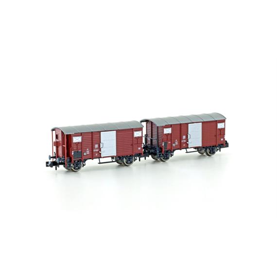 Hobbytrain 24201 2tlg. Güterwagen Set K2 SBB braun, Ep.III - N 1:160