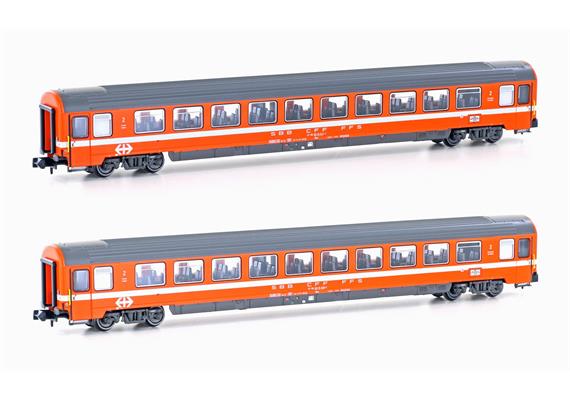 Hobbytrain H25501 SBB 2er Set Personenwagen Bpm, 2.Kl. (UIC Z1), orange, Ep.V - N (1:160)