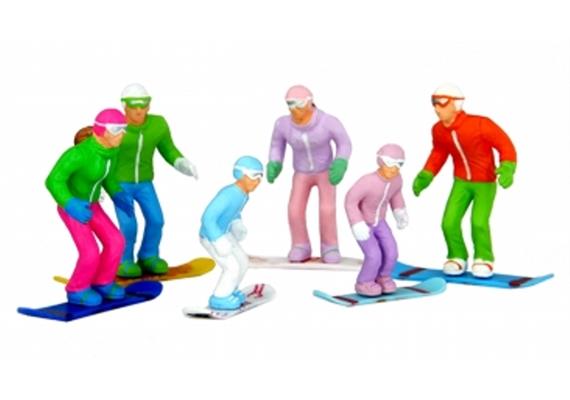 Jägerndorfer 54300 6 sitzende Winterfiguren mit Snowboards - Massstab 1:32