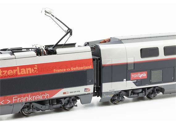 Jouef HJS2414S TGV Euroduplex Lyria 4teiliger Triebzug, DC 2L, digital DCC mit Sound - H0 | Bild 5