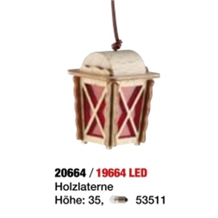 Kahlert 19664 LED-Holzlaterne, rotes Glas, 3,5 cm