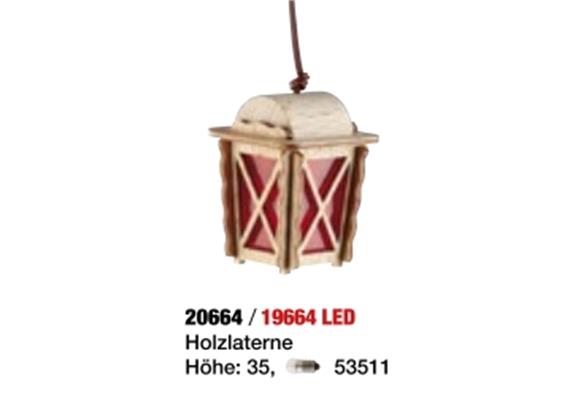 Kahlert 19664 LED-Holzlaterne, rotes Glas, 3,5 cm