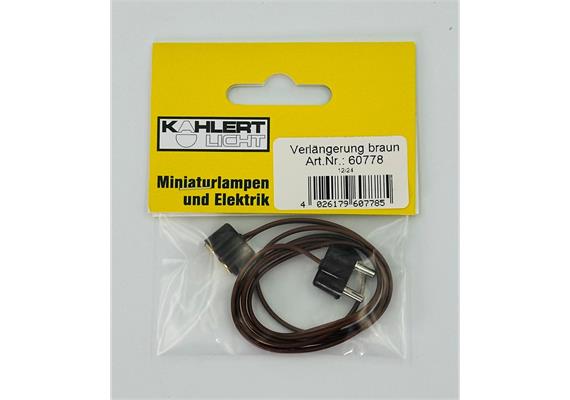 Kahlert 60778 Verlängerungskabel mit Stecker und Kuppelung braun, 60 cm
