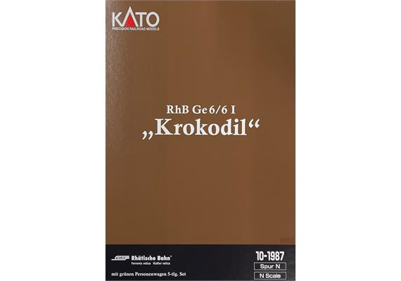 Kato 10-1987 RhB Ge 6/6I 415 "Krokodil" mit 3 EWI und Gepäckwagen - N (1:160) | Bild 3