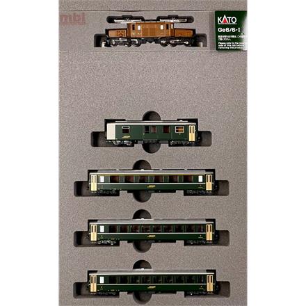 Kato 10-1987 RhB Ge 6/6I 415 "Krokodil" mit 3 EWI und Gepäckwagen - N (1:160)