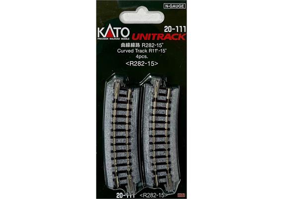 Kato 20-111 Gleis gebogen R282-15°, 4 Stück - N (1:160)
