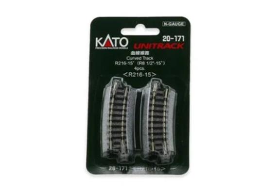 Kato 20-171 Gleis gebogen R 216-15°, 4 Stück - N (1:160) | Bild 1