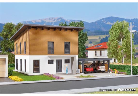 Kibri 38337 Kubushaus Saskia mit Carport - Polyplate Bausatz - H0 (1:87) | Bild 1