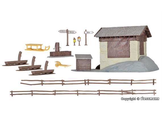 Kibri 38814 Stadel mit Zaun in Grevasalvas - H0 (1:87) | Bild 3