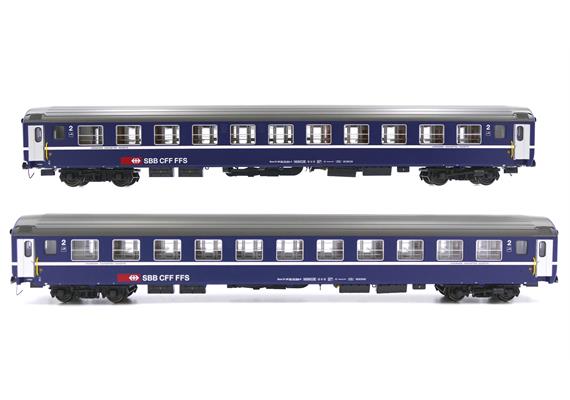 L.S. Models 47325 SBB Personenwagen Bcm blau 11 Abteile Tagesposition 2er Set HO