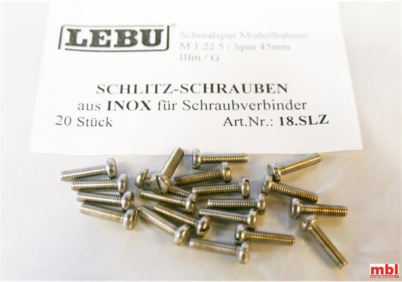 LEBU 18.SLZ Schlitz-Schrauben INOX rostfrei A2 (20 Stück)