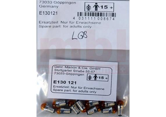 LGB E130121 Glühlampe gelb 18V, E5,5 Gewinde, 10 Stück | Bild 1