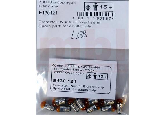 LGB E130121 Glühlampe gelb 18V, E5,5 Gewinde, 10 Stück | Bild 1