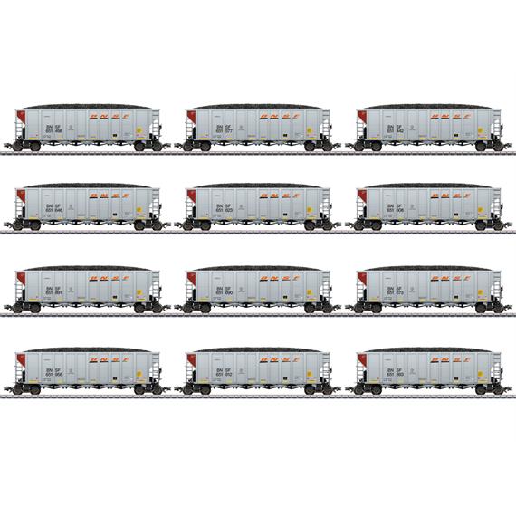 Märklin 45666 Hopper Car Set BNSF, zwölf Kohletransportwagen, AC 3L - H0