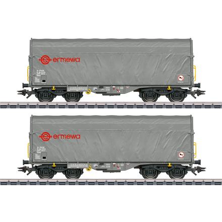 Märklin 47230 Schiebeplanenwagen-Set 2-teilig, Privatwagen der Firma Ermewa SA - H0 (1:87)