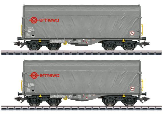 Märklin 47230 Schiebeplanenwagen-Set 2-teilig, Privatwagen der Firma Ermewa SA - H0 (1:87)