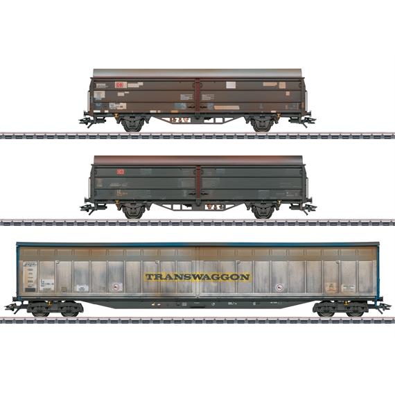 Märklin 47349 Schiebewandwagen-Set 3-teilig mit Stark differenzierte Alterung - H0 (1:87)