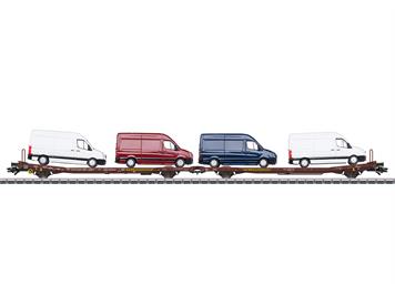 Märklin 47430 Flachwagen-Paar Laads 800B der Transwaggon, beladen mit vier VW Crafter - H0