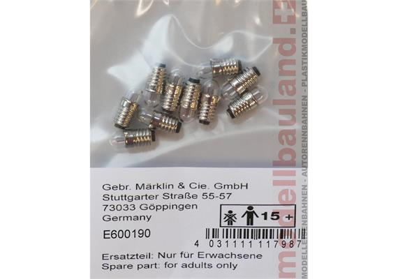 Märklin E600190 Glühlampe E5,5 1,8V, 10 Stück - H0 (1:87)