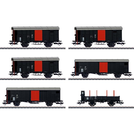 Märklin 46050 SBB Güterwagen-Set zum "Köfferli" in fiktiver schwarzer Grundfarbgebung, H0
