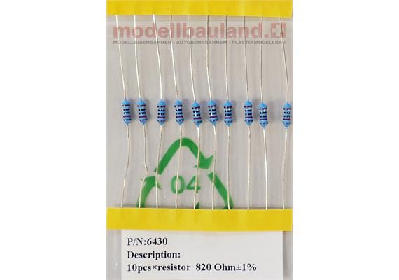 Metallfilmwiderstand 820 Ohm 1%, 10 Stück - für LED´s bis 6 - 16V DC/AC