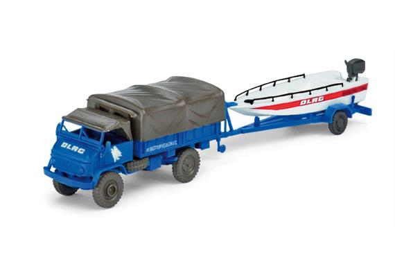 miniTanks (Herpa) 741767 Unimog S404 + Bootsanhänger - H0 (1:87)