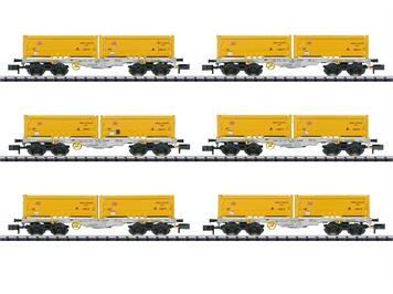 Minitrix 15075 6 vierachsige Containertragwagen der Bauart Sgmmns 190 der AAE, N (1:160)