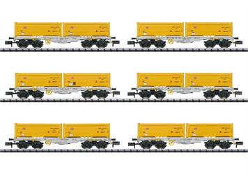 Minitrix 15075 6 vierachsige Containertragwagen der Bauart Sgmmns 190 der AAE, N (1:160)
