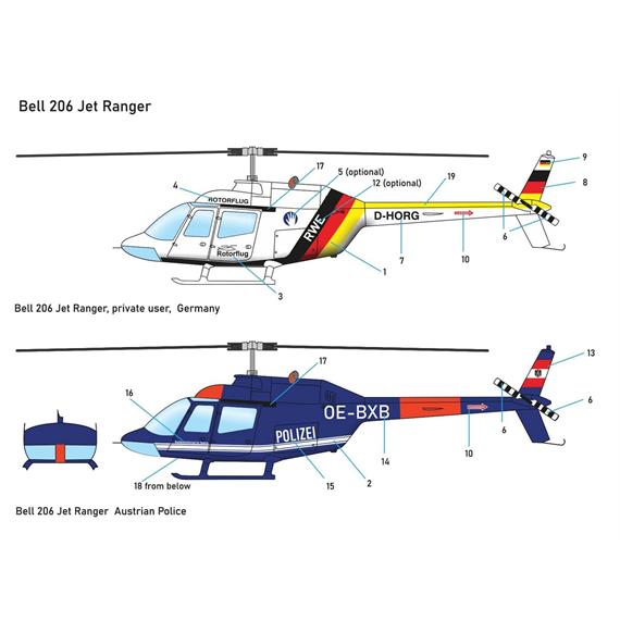 Miniwing/LC 5101 Hubschrauber Bell 206 Jet Ranger Polizei (AT) Rotorflug, Bausatz (1:144)