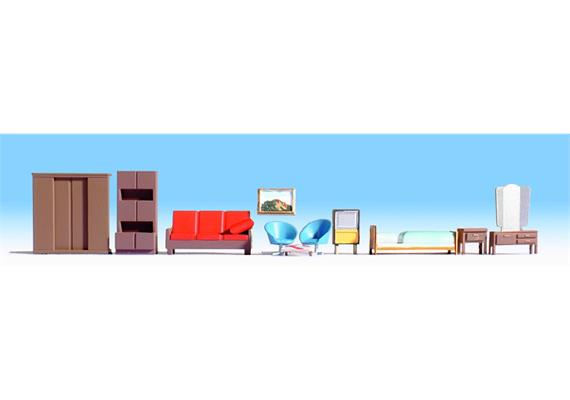 NOCH 14832 Möbel Schlaf- und Wohnzimmer - H0 (1:87) | Bild 1