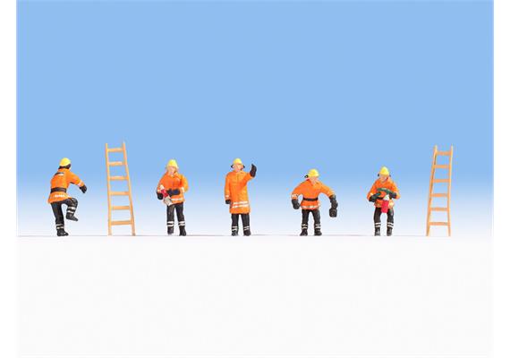 Noch 15022 Feuerwehr (orange Schutzanzüge) HO