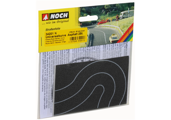 Noch 34201 Bundesstraße Universalkurve Asphalt, 2 Stück, je 4 cm breit - N (1:160) | Bild 3