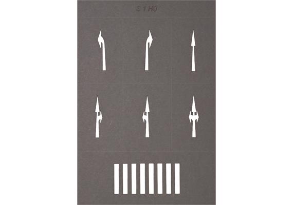 Noch 60745 Strassenmarkierungs-Schablonen - 5 Schablonen, 43 Zeichen - H0 (1:87) | Bild 2