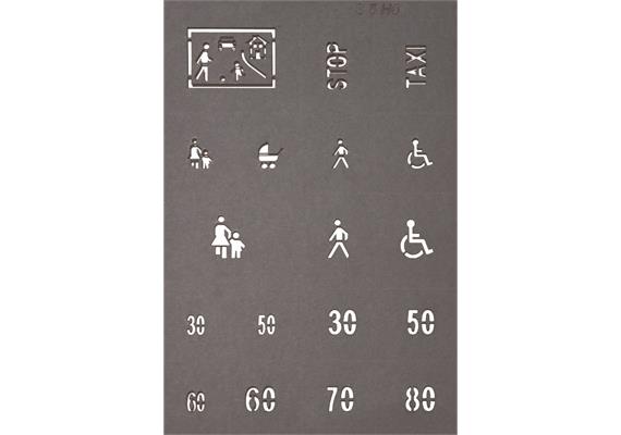 Noch 60745 Strassenmarkierungs-Schablonen - 5 Schablonen, 43 Zeichen - H0 (1:87) | Bild 6