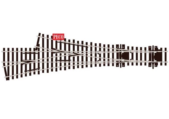 Peco SL-E199 Streamline Code 75 12° 3-Wegeweiche, Holzschwellen, R 914 mm - H0 (1:87)