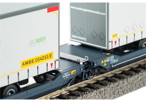 PIKO 24635 CH-CEMAT Doppeltaschenwagen T3000 mit 2 "Ambrogio" Trailern, Ep. VI - H0 (1:87) | Bild 3