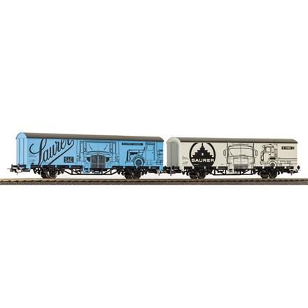 PIKO 27747 SBB 2 2-achsige gedeckte Güterwagen mit Saurer Lastwagenwerbung, Ep - H0 (1:87)