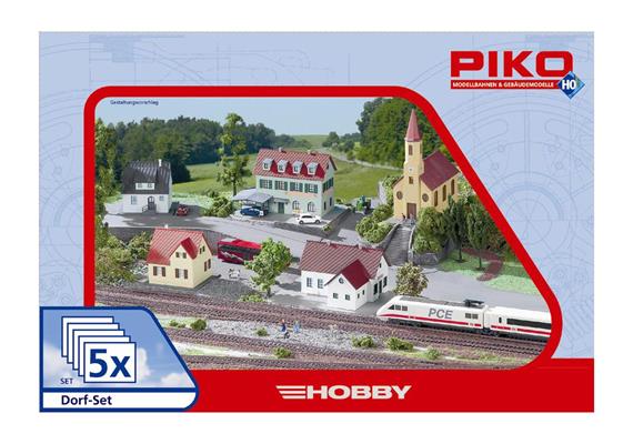 Piko 61925 Gebäude-Set "Dorf" 5-teilig - H0 (1:87)