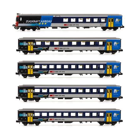 PIKO 94462 SBB N-Set 5-tlg. RE ZUGKRAFT AARGAU, 1x BDt, 1x A, 3x B, Ep. V - N (1:160)