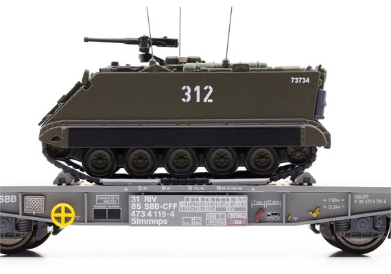 PIKO 96281 SBB Panzertransportwagen Slmmps 001-5, mit M113, Ep. VI - H0 (1:87) | Bild 6