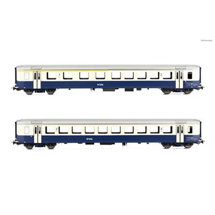 PIKO 96794AC BLS Personenwagenset EWI 1 x AB, 1 x B, AS-türen, Omegalogo, 2teilig, AC