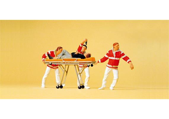 Preiser 10532 Sanitäter mit Krankentrage - H0 (1:87)