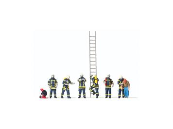 Preiser 10765 Feuerwehrleute in moderner Einsatzkleidung - H0 1:87