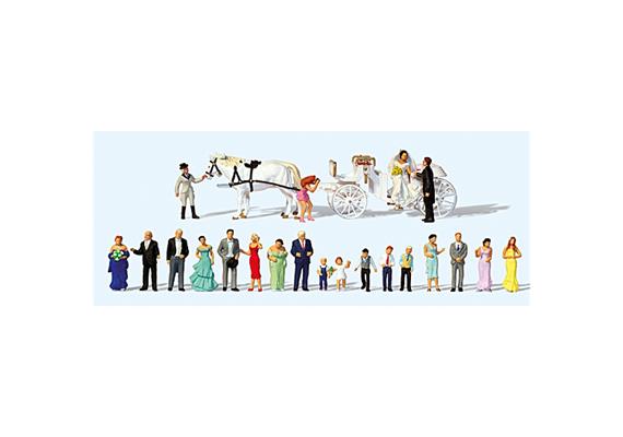 Preiser 13011 Superset: Hochzeitsgesellschaft mit offener Kutsche - H0 (1:87)