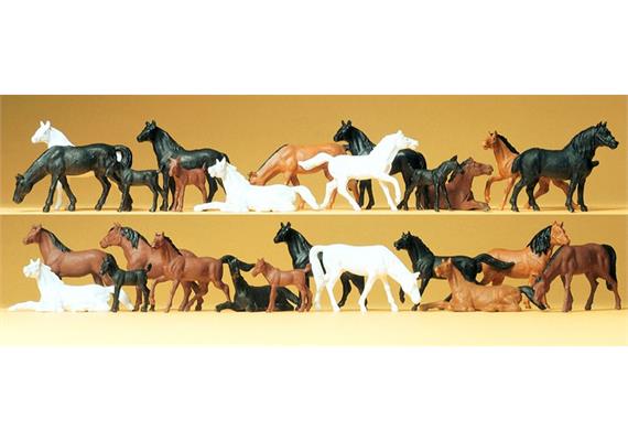 Preiser 14407 Pferde 26 Stk., H0 (1:87)